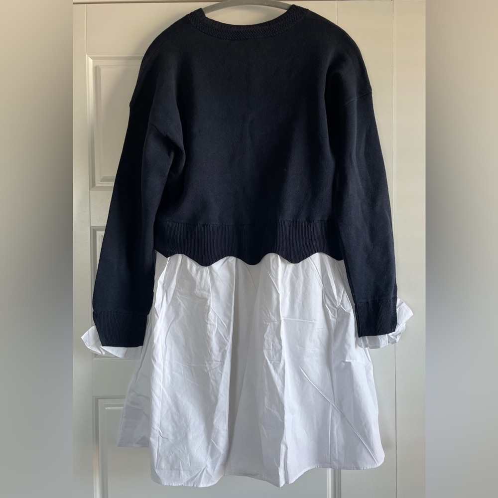 English Factory Scalloped Knit Poplin Combo Dress - Size Large - Picture 6 of 7